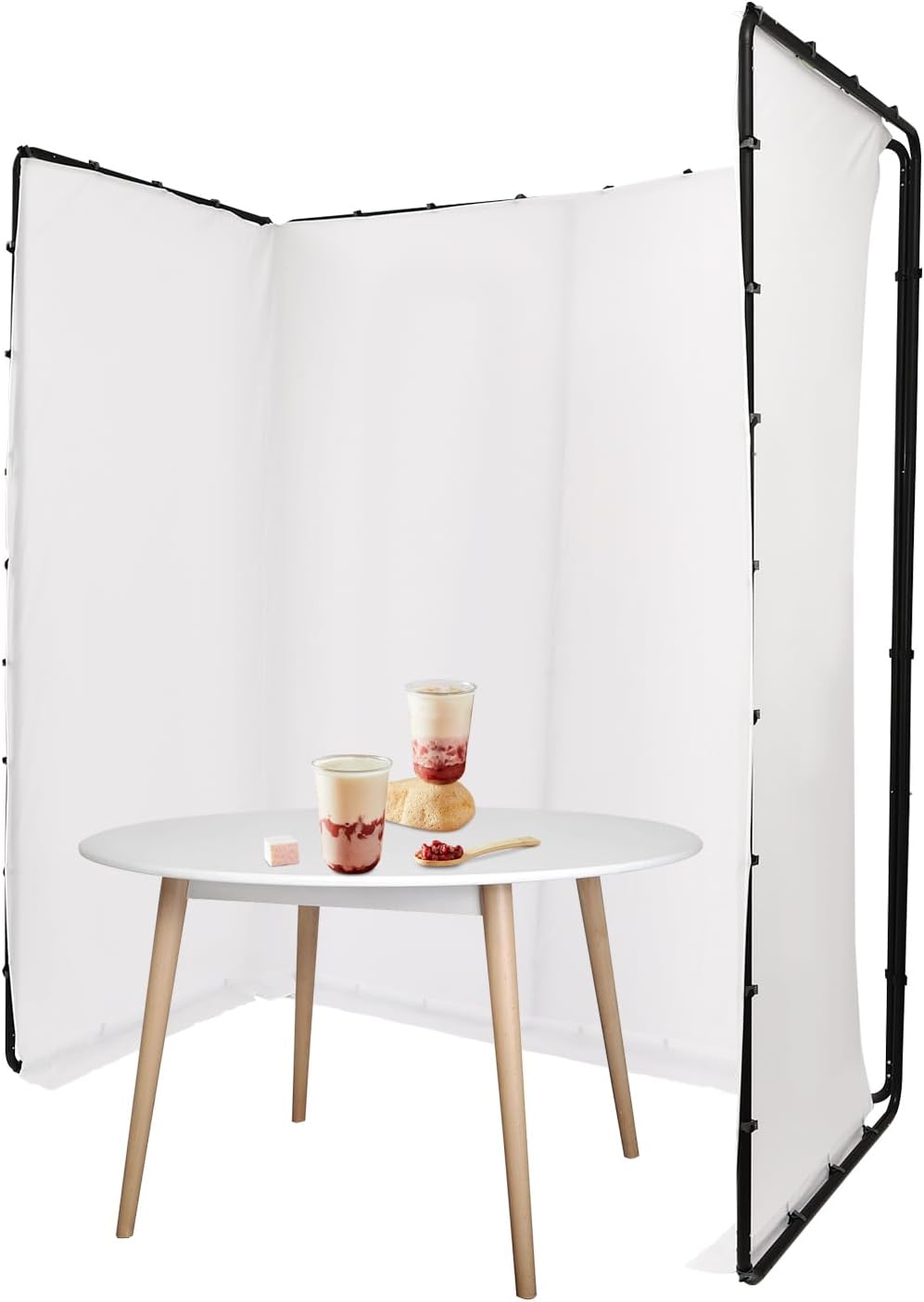 7.87ft x 13.12ft Large Green Screen Backdrop with Stand, Portable Foldable Photography Backdrops Large Collapsible Backdrop System for Photo Studio Video Shooting, Live Streaming (White)
