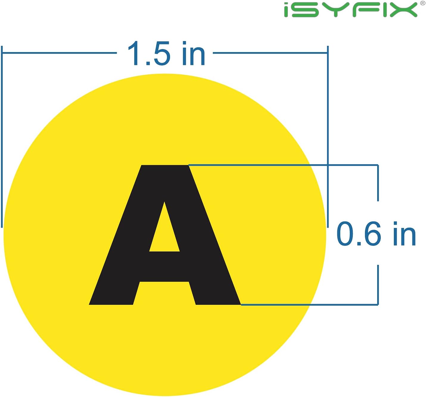 iSYFIX Yellow Vinyl Letters Stickers - 1.5 inch Self-Adhesive, A to Z, 4 of Each Letter - Premium Decal Indoor & Outdoor, For Inventory, Storage, Organizing, Alphabet for Boxes, Toolbox, Lockers