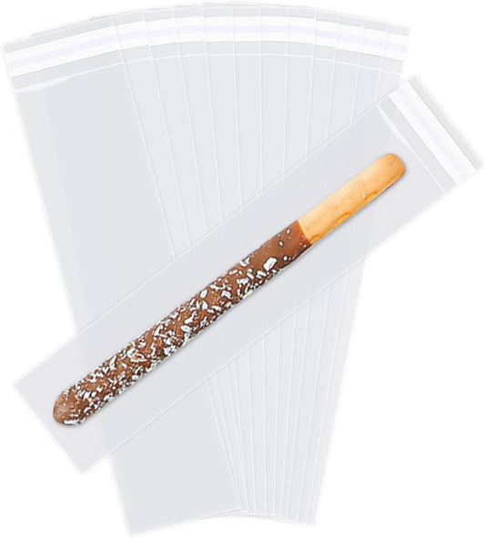 iMailer - 1000 Pcs - 2" x 10" Pretzel Rod Bags - Self Adhesive Small Cellophane Treats Bags - Pretzels Individual Bags for Bakery, Candies, Cookies, Gifts