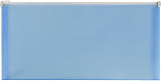 JAM PAPER Plastic Envelopes with Zip Closure - #10 Booklet Wallet - 5 x 10 - Blue - 12/Pack