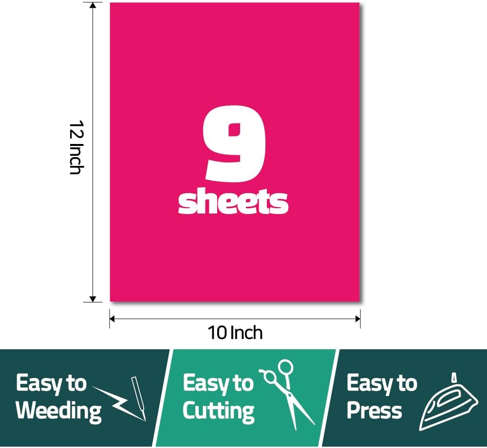 3D Puff Vinyl Heat Transfer 10"x12"-9 Sheets 9 Special Assorted Colors HTV Bundle Iron-On Design for T-Shirt Compatible with Cricut Silhouette Cameo Heat Press Machine Easy to Weed Cut