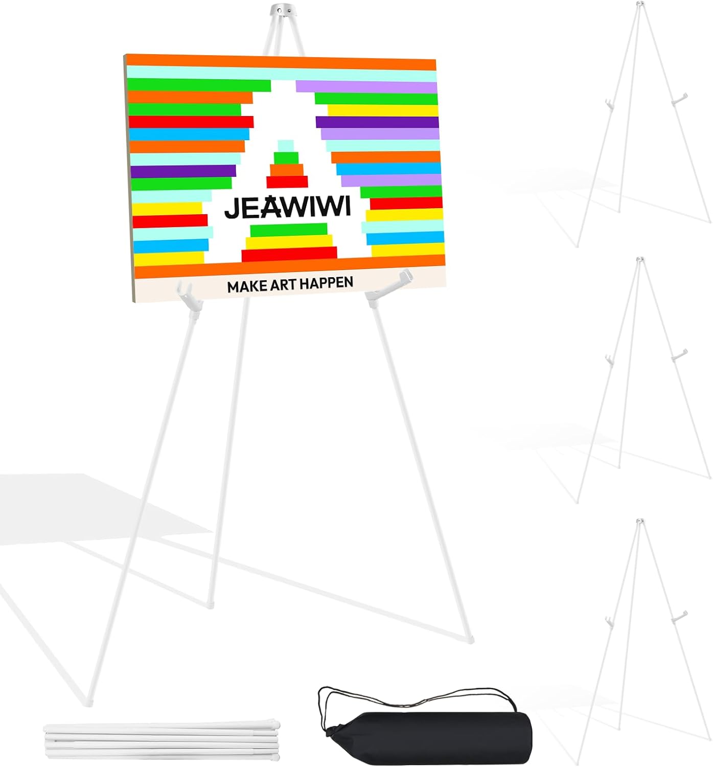 4PCS White Easel Stand for Wedding Sign Stand, 66 Inch Adjustable Metal Easels for Display, Portable Folding Easel for Wedding, Display Show, Arts, Poster with Portable Bags