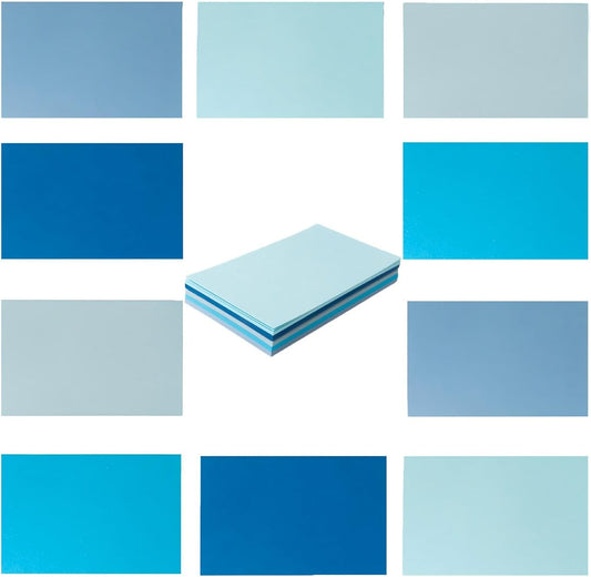 50 Sheets Small Colored Cardstock Paper 5 Colors, 250 GSM Heavy Card Stock for DIY Art Projects, Cards (Blue, 3x5)