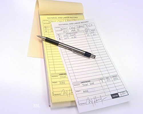2 Part Carbon-Less Material & Labor Record Books (10 Books)