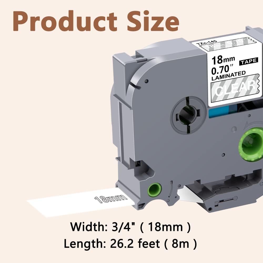 Hehua 18mm 0.7 Laminated Clear Tape Compatible for Brother P-Touch TZe-145 TZe145 TZ-145 TZ145 TZe TZ Label Tape for Ptouch PT D400 D600 P710bt, 3/4'' x 26.2ft White on Clear, 3 Pack