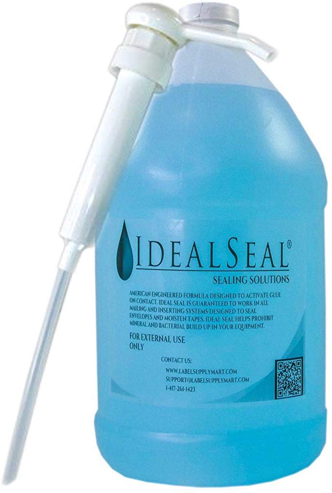 IDEALSEAL Compatible Replacement Sealing Solution for PB 608-0 E-Z Seal Sealing Solution - Compatible Postage Meter and Tape Shooter Sealing Solution Pack of 4 1/2 Gallon Containers + Free Pump