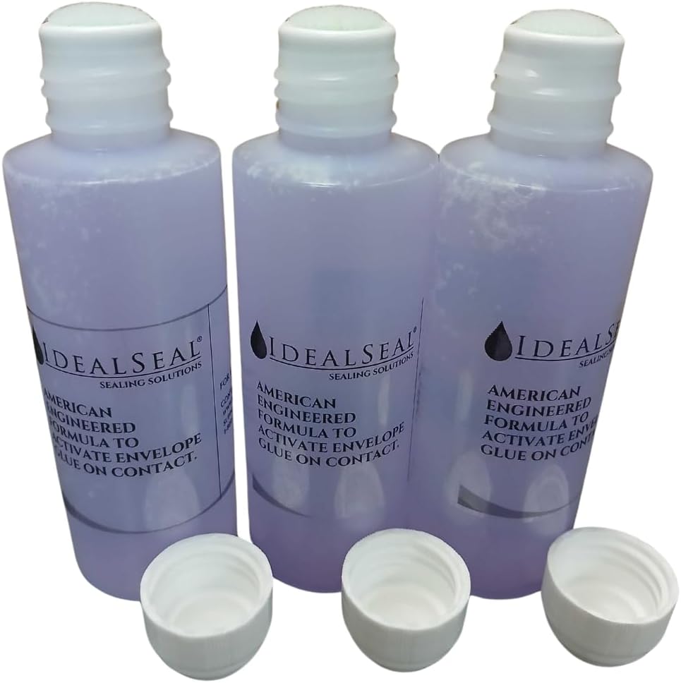 IDEALSEAL Envelope Moistener (120 ML) (3600 Envelpes) E-Z Seal Compatible 4 oz. Dabber Bottle of Sealing Solution PB Sealing Solution 601-7 Postage Stamp Envelope Seal (3 Bottles)
