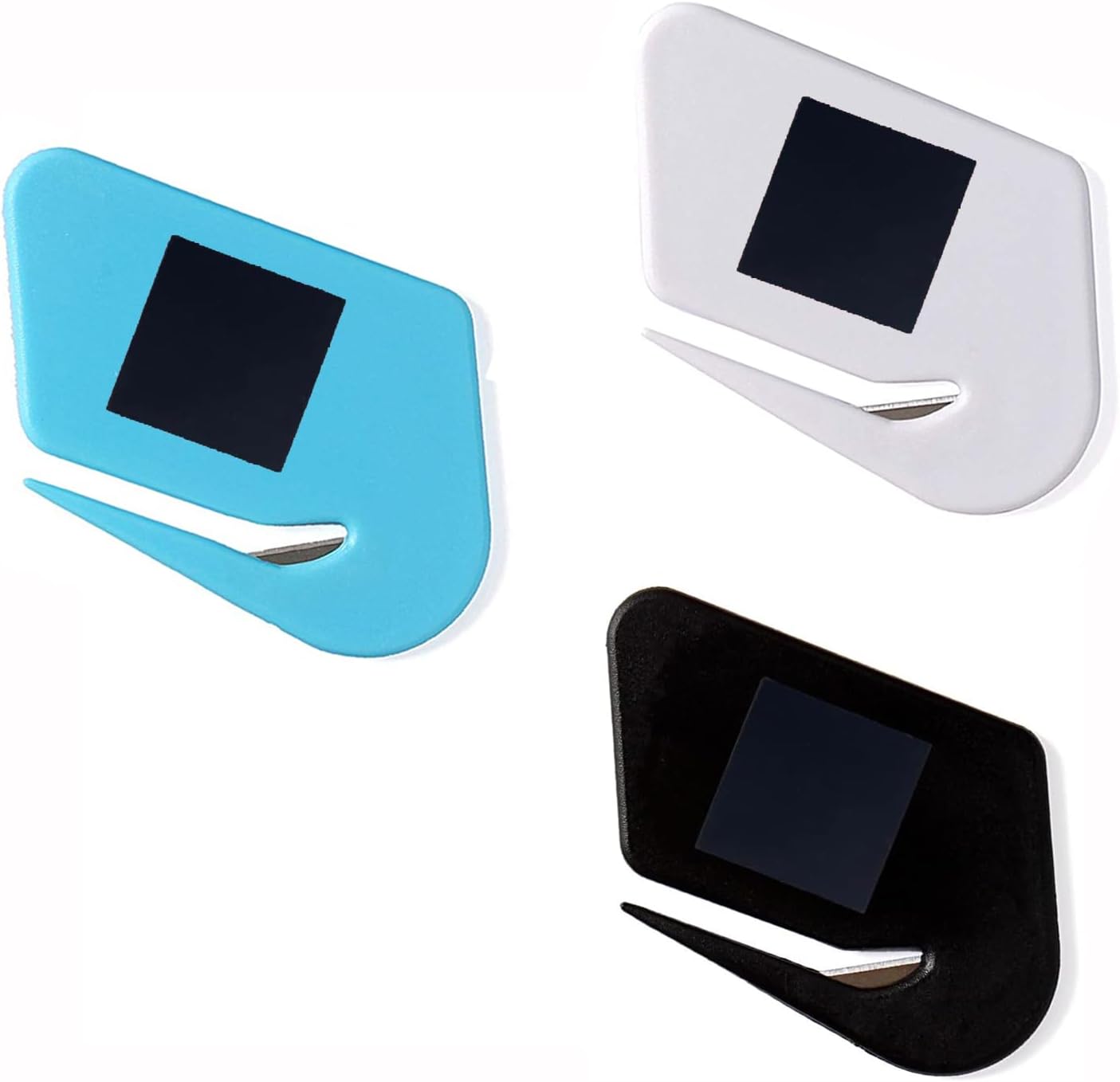 Magnetic Letter Openers Envelope,3 Pack,Envelope Opener Slitter,Mail Openers Blade with Magnet,Letter Opener for Women,Envelope Cutter (Black,White,Lake blue)