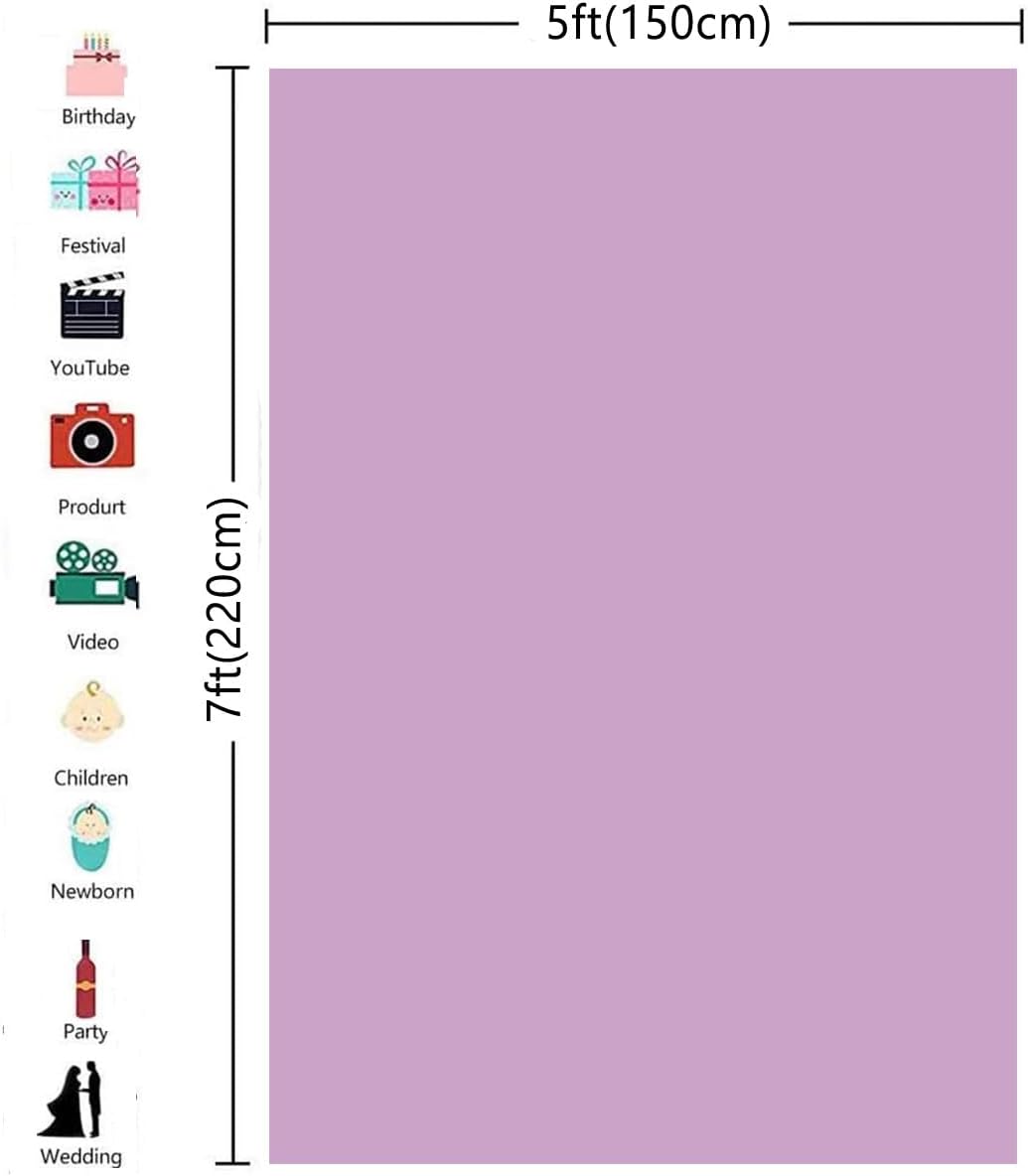 5X7ft Purple Backdrop Light Purple Photo Backdrop for Photoshoot Background Solid Color Backdrop