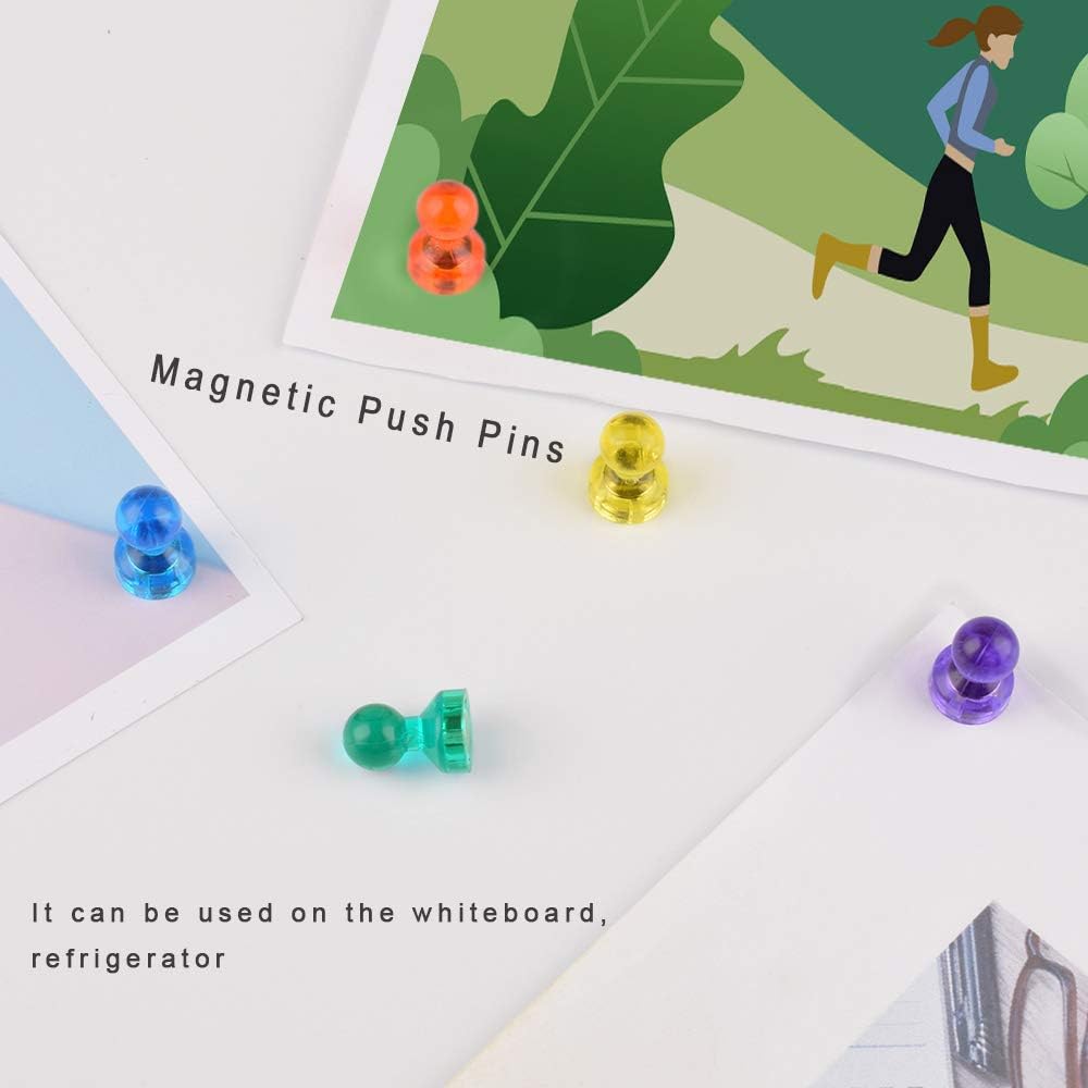 24 Pack Magnets Whiteboard Push Pins,6 Assorted Color Fridge Magnetic Pushpins,Refrigerator Magnet Push Pin,for Home,Office,School,Map,Calender