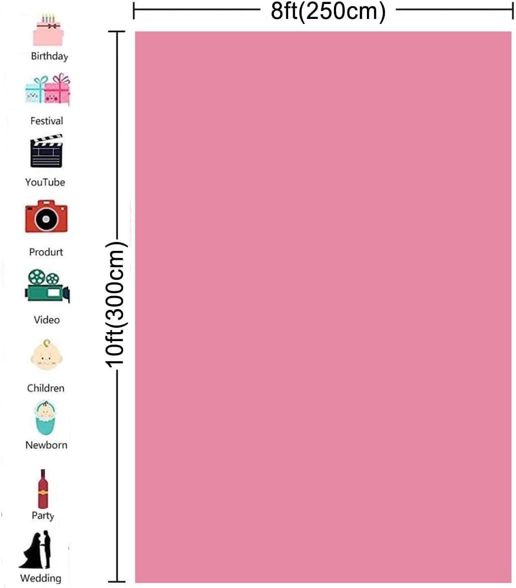 8X10ft Pink Backdrop for Photography Photo Booth Background for Photoshoot Background