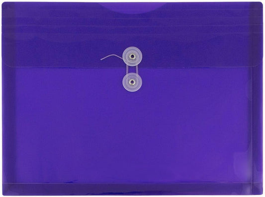 JAM PAPER Plastic Envelopes with Button & String Tie Closure - Letter Booklet - 9 3/4 x 13 - Purple - 3/Pack