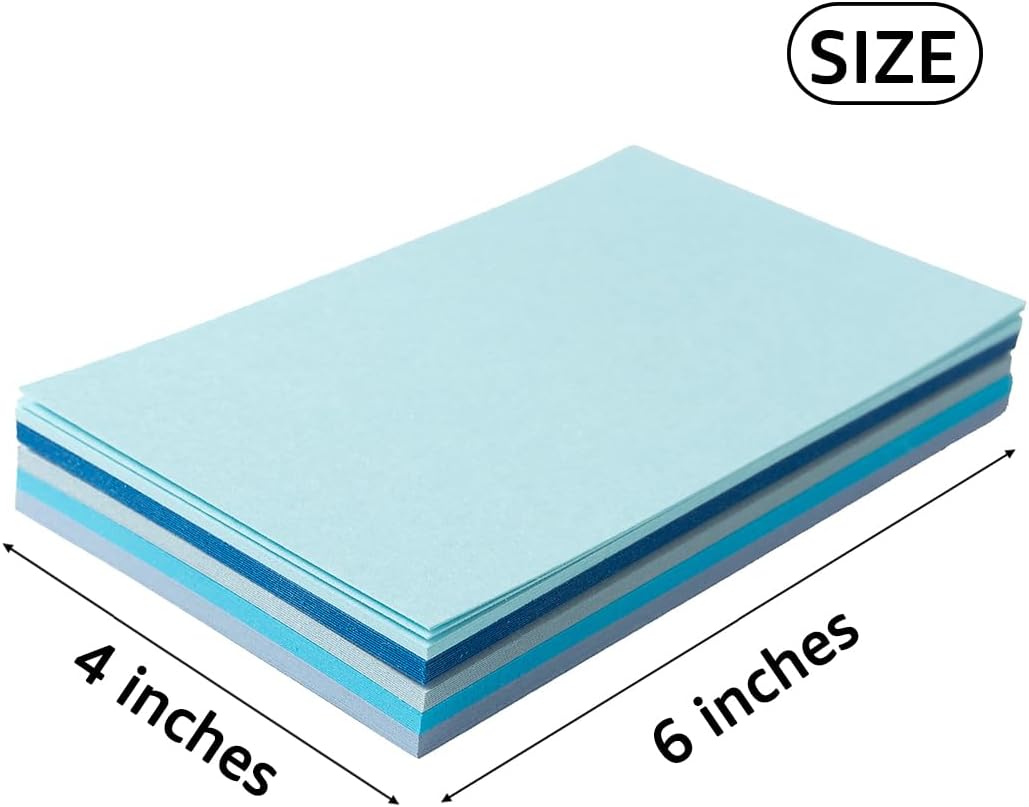 50 Sheets 4x6 Colored Cardstock Paper 5 Colors Blank Flash Cards, 250 GSM Heavy Card for DIY Art Projects, Cards (5 Blue)