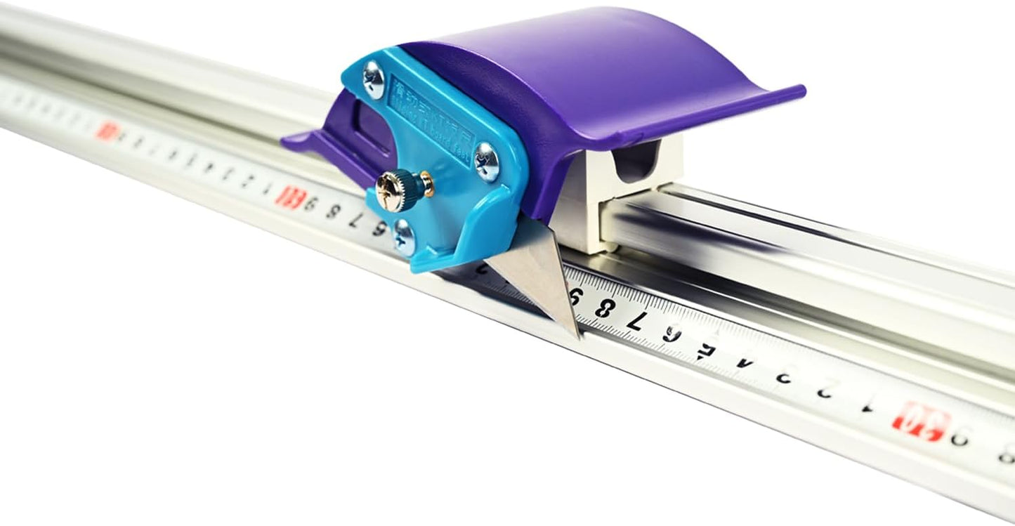 Manual Sliding KT Board Paper Trimmer Cutting Ruler with 27 1/2" Metal Straight Edge Ruler, Suitable for Photo Paper and PVC PET Cutter, 30 Blades