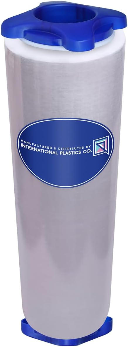 International Plastics Co. 18" Stretch Film/Wrap 1500 feet 7 Layers 80 Gauge Industrial Strength up to 800% Stretch 20 Microns Adhering Packing Moving Heavy Duty (Clear, 4 Pack - Tension Handles)