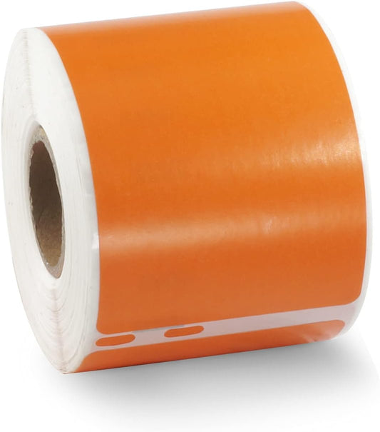 BETCKEY Colored Labels Compatible with Dymo 30323 (2-1/8" x 4") Name Badge Labels, Compatible for Dymo LabelWriter Thermal 450, 4XL & Zebra Desktop Printers [1 Roll, Orange]