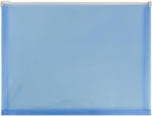JAM PAPER Plastic Envelopes with Zip Closure - Letter Booklet - 9 3/4 x 13 - Blue - 12/Pack