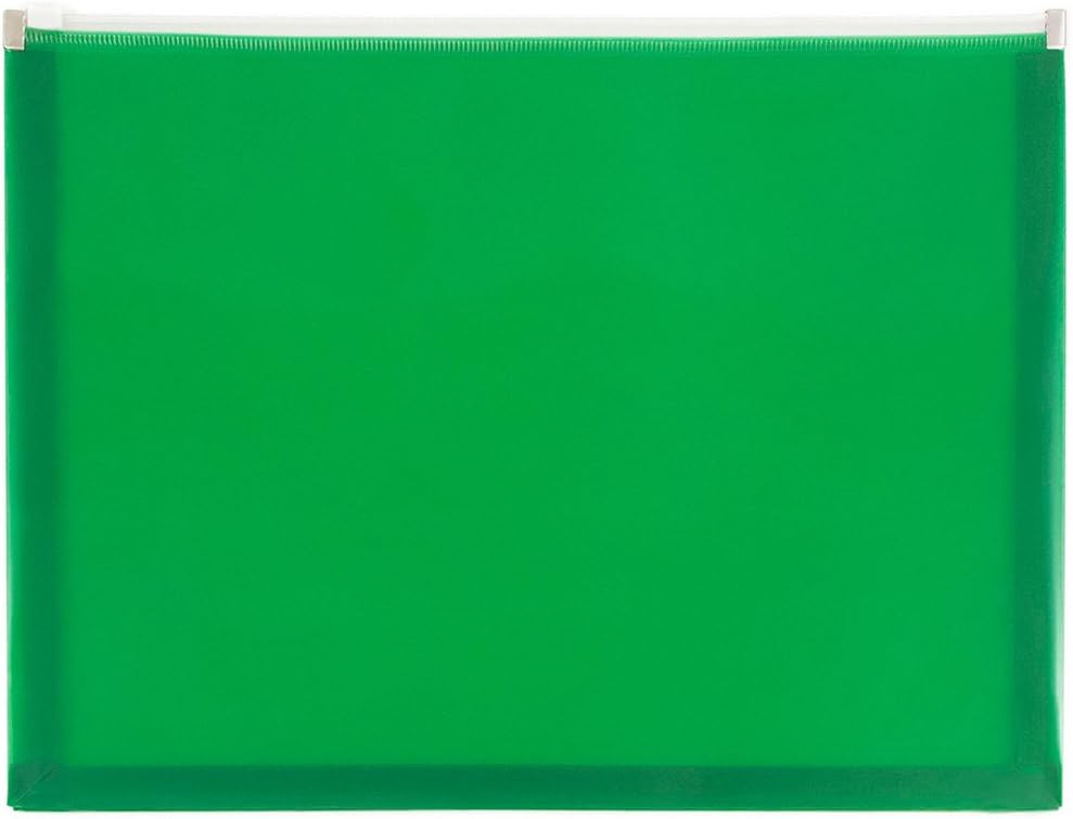 JAM PAPER Plastic Envelopes with Zip Closure - Letter Booklet - 9 3/4 x 13 - Green - 12/Pack
