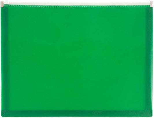JAM PAPER Plastic Envelopes with Zip Closure - Letter Booklet - 9 3/4 x 13 - Green - 12/Pack