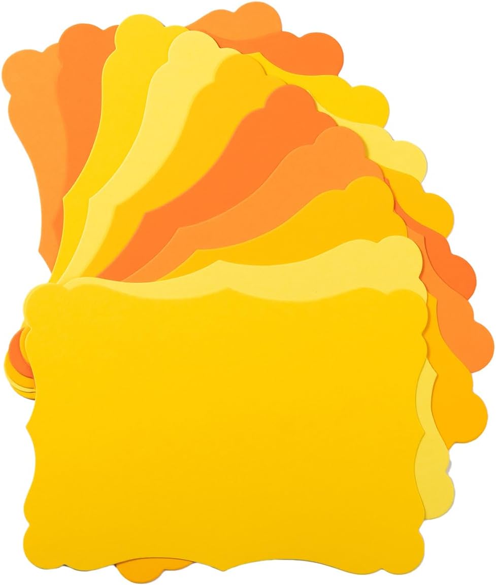 50 Pack Blank Kraft Cards Cardstock Thick Paper Brown Greeting Cards for DIY Gift Card Menus, Baby Shower and Wedding Invitations (Yellow, 5 Colors, 5x7IN)