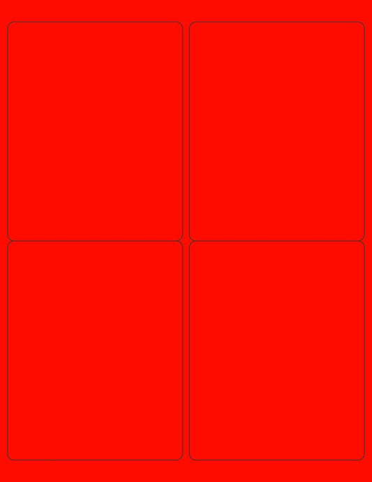 8-1/2 x 11" Neon Color High Light Fluorescent Labels for Laser & Inkjet Printer (Red Fluorescent, 4 x 5" - 4 Per Page | 100 Labels)