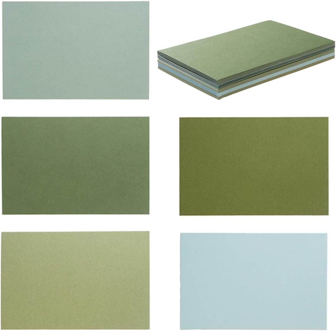 50 Sheets 4x6 Colored Cardstock Paper 5 Colors Blank Flash Cards, 250 GSM Heavy Card Stock for DIY Art Projects, Cards (Green)