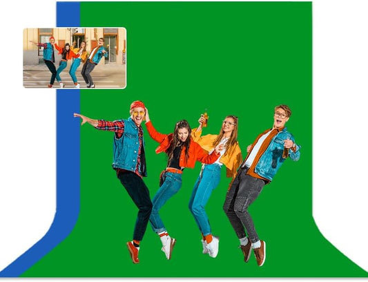 BEIYANG 10x10Ft Blue Green Backdrop Screen, Double Side Chroma Background for Photography, Photo. Product, Film, Video Shooting, Thick Backdrop Cloth for Keying