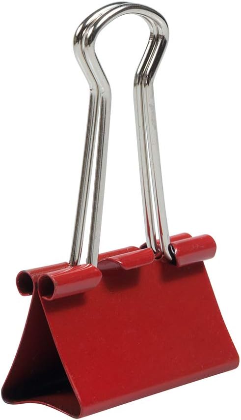 JAM PAPER Colorful Binder Clips - Medium - 1 1/4 Inch (32 mm) - Red Binderclips - 15/Pack