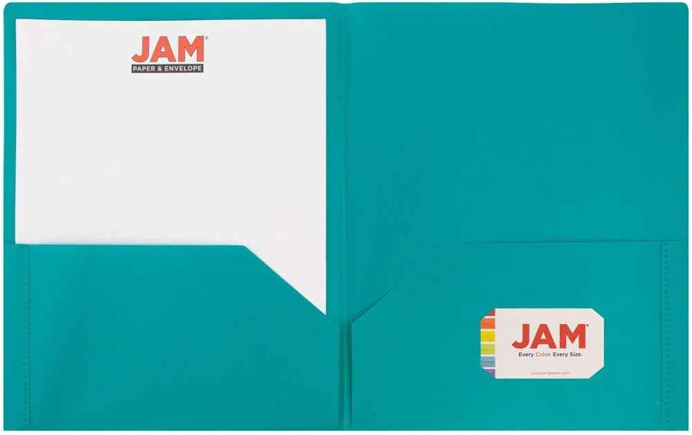 JAM PAPER Plastic 2 Pocket POP Folders - Durable School Folders - Assorted Fashion Colors - 6/Pack