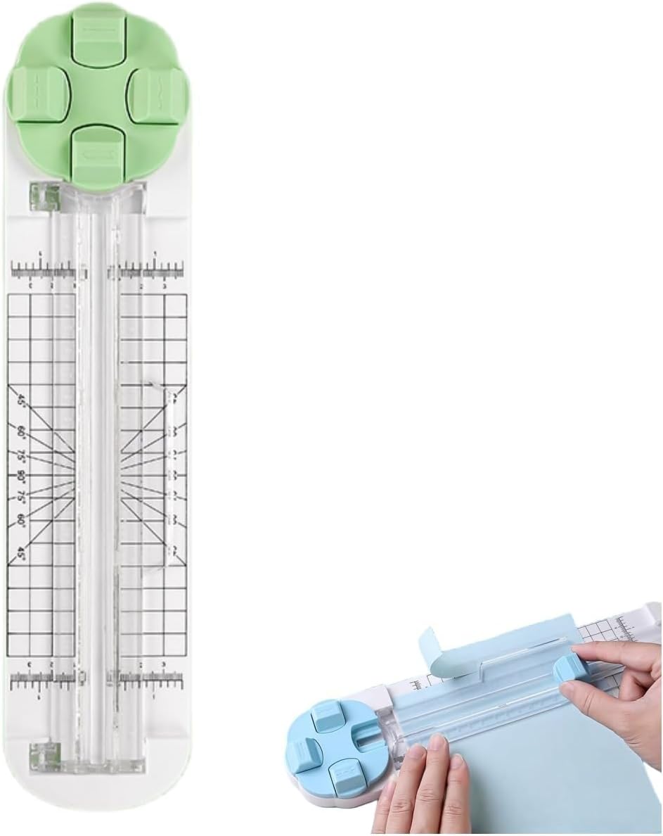 4-in-1 Multi-Function Paper Trimmer,Bidirectional Papers Cutter, Equipped with Straight,4 in 1 Paper Cutter 4 Styles Craft Paper Cutter Multi-Function Scrapbooking Tool (Green)