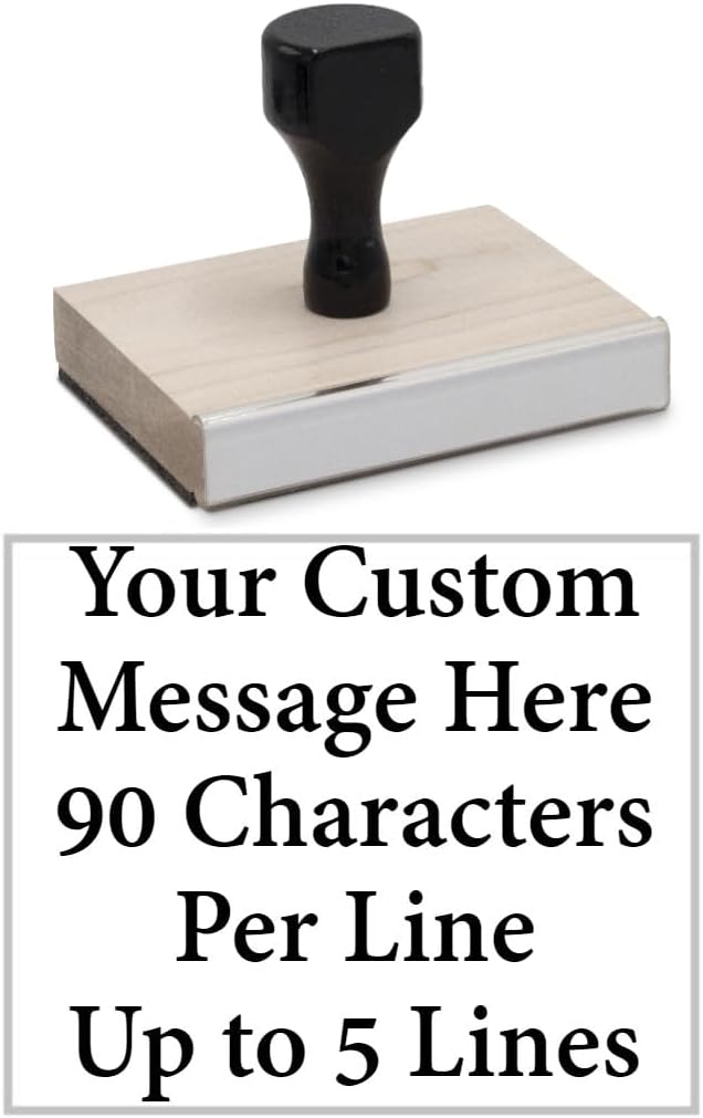 Infusion Custom Text Traditional Wood Stamp with Plastic Handle, 5" x 6"