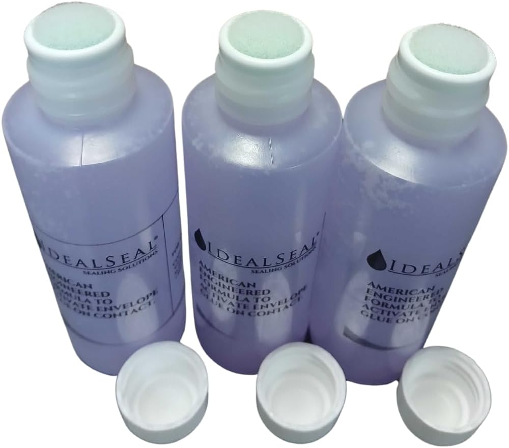 IDEALSEAL Envelope Moistener (120 ML) (3600 Envelpes) E-Z Seal Compatible 4 oz. Dabber Bottle of Sealing Solution PB Sealing Solution 601-7 Postage Stamp Envelope Seal (3 Bottles)
