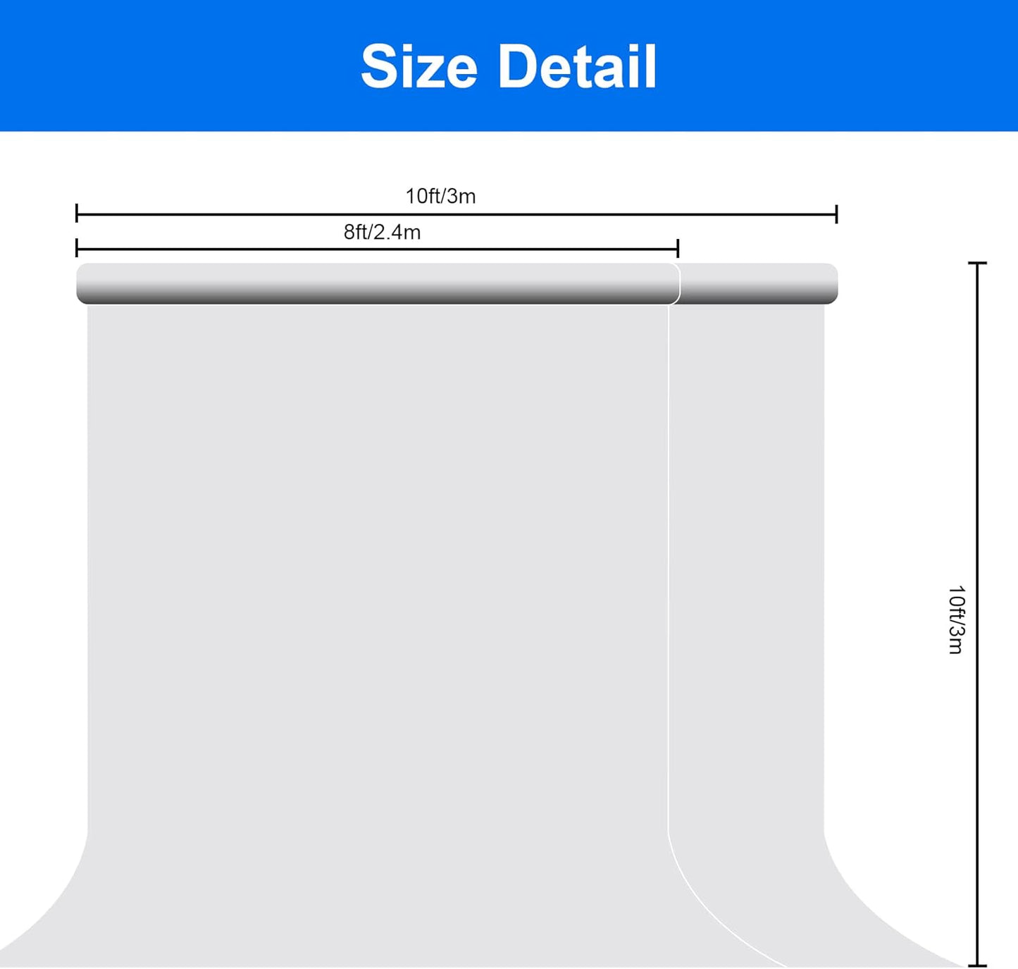 Joccun 8X10FT White Backdrop Background for Photography,Polyester Backdrop Curtain Background Screen for Photography,Photoshoot,Video Recording,Studio(8X10ft,White)