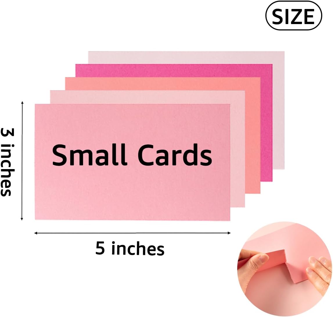 50 Sheets 3x5 Small Colored Cardstock Paper 5 Colors Blank Flash Cards, 250 GSM Heavy Card Stock for DIY Art Projects, Cards (Pink)