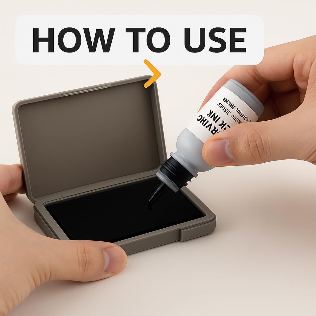 BCH Premium Oil-Based Stamp Ink Refill – 20ml (0.68 oz) Black Ink for Pre-Inked Rubber Stamps, Gel Pads & Dot Matrix Ribbons – Quick-Dry Refill for Address, Date, Notary & Signature Stamps