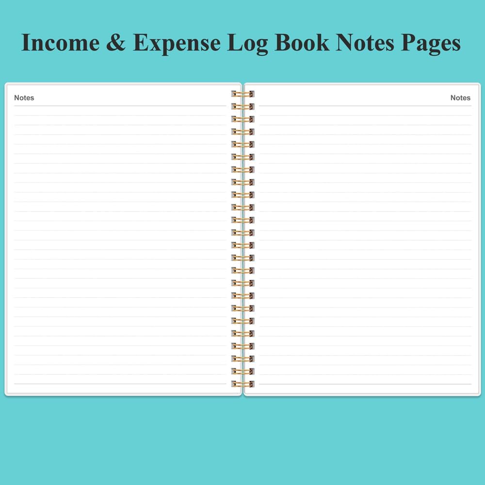 Heveboik Income & Expense Log Book - A4 Income and Expense Tracker for Small Business, Accounting Bookkeeping Tracking for Woman and Man, 8" x 10.5", Teal Floral