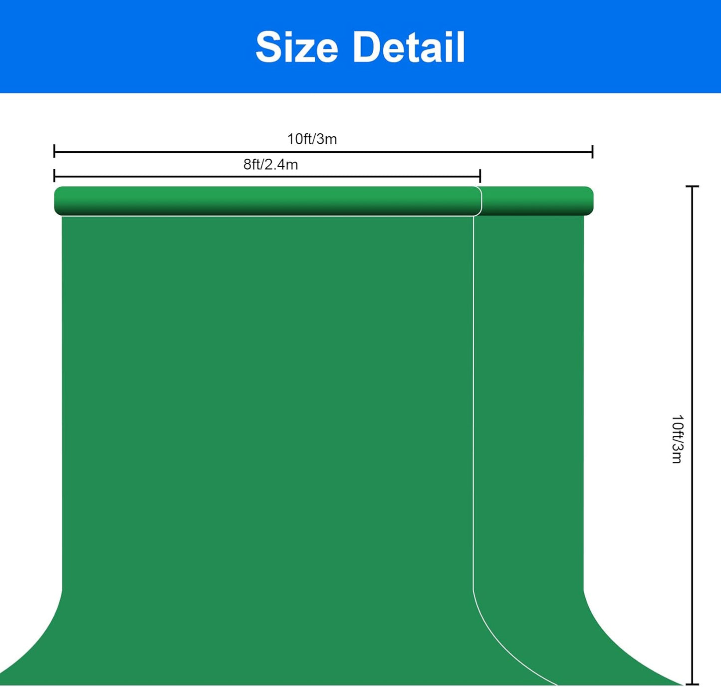 Joccun 8X10FT Green Backdrop Background for Photography,Polyester Backdrop Curtain Background Screen for Photography,Photoshoot,Video Recording,Studio(8X10ft,Green)