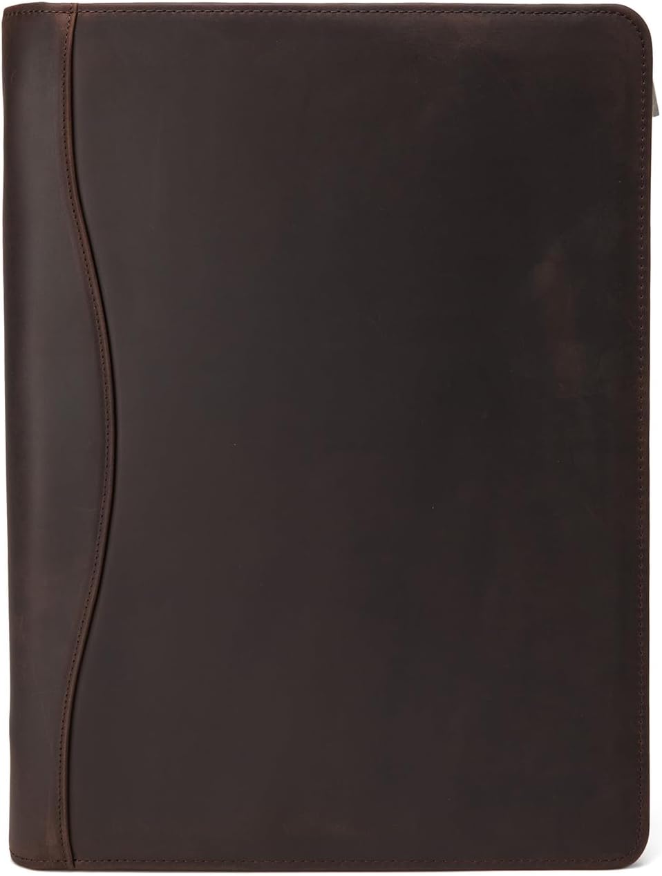 Genuine Leather Portfolio, Legal Size 8.5 x 14 Pad Holder, Business Padfolio for Men and Women, Zippered Laptop Organizer, Executive Professional Work Travel Notepad Folio, Dark Brown