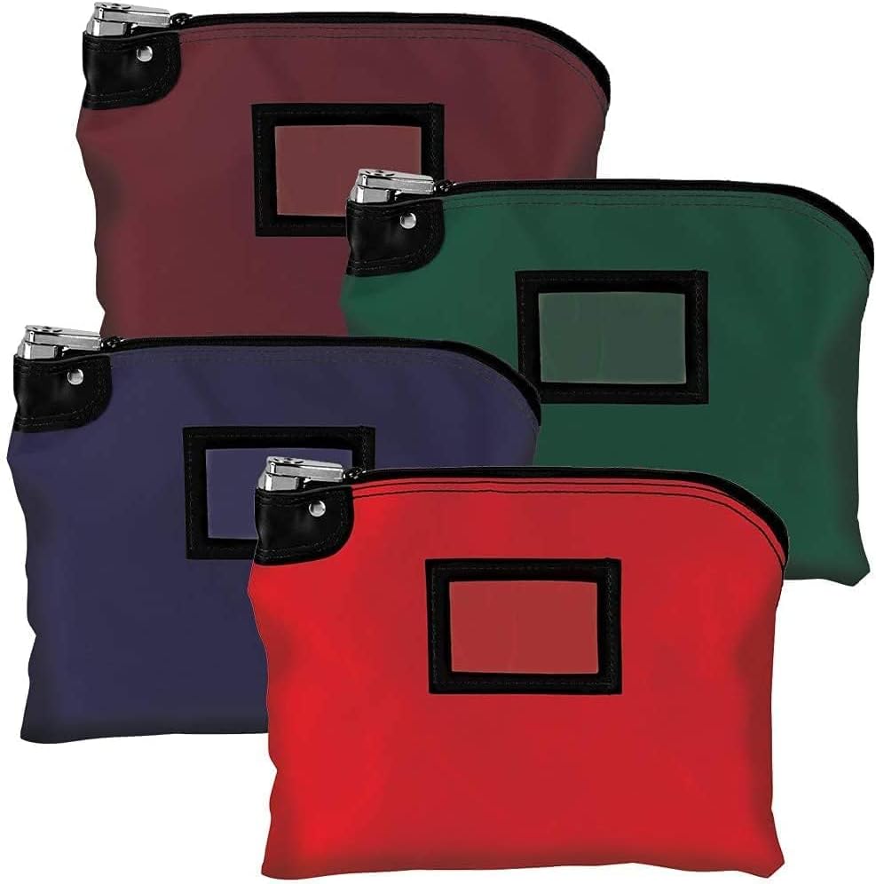 BankSupplies Laminated Nylon Locking Deposit Bag | Burgundy | 2 Keys Included for Each Bag | Heavy Duty | Puncture Resistant Laminated Nylon | Double Stitched Seams