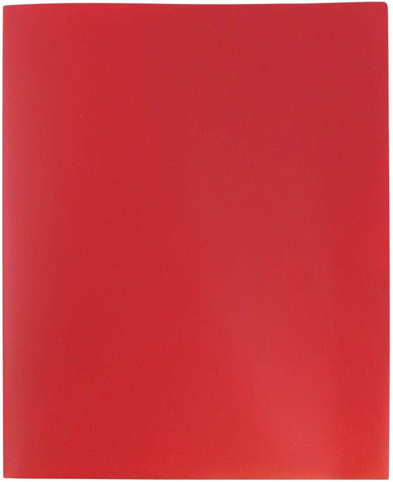JAM PAPER Plastic 2 Pocket POP Folders - Durable School Folders - Red - Bulk 144/Box
