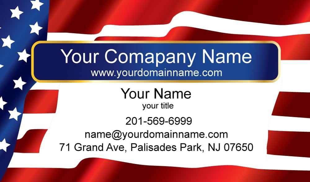 IMPACTONLINEPRINTING, Business Cards 100pcs - Thick Smooth16Pt Paper(350gsm), Us Flag-1