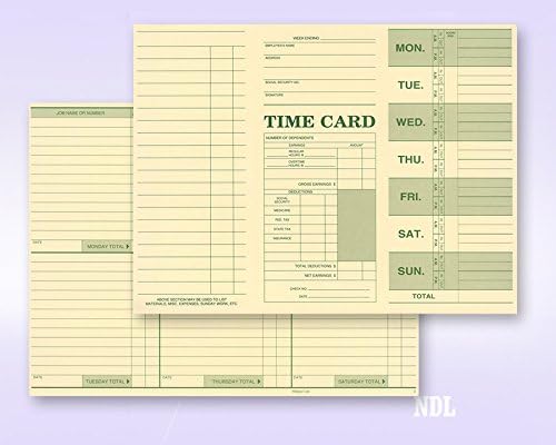 NextDayLabels - Employee Attendance Weekly Time Card (Pack of 250)