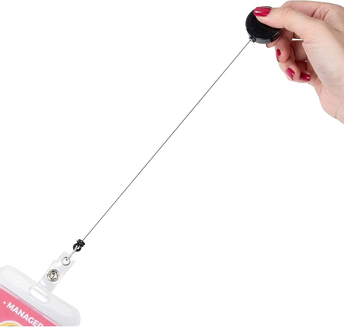 Juvale Badge Reels - 100 Pack, Black, 26.5 in Nylon Cord - Retractable Badge Reel & ID Card Holder Clips & Name Tag Holder for Nurses & Teachers