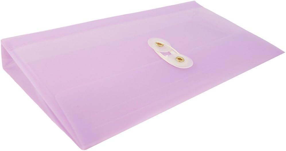 JAM PAPER #10 Plastic Envelopes with Button & String Tie Closure - 4 1/8" x 9 1/2" - Lilac Purple - 12/Pack