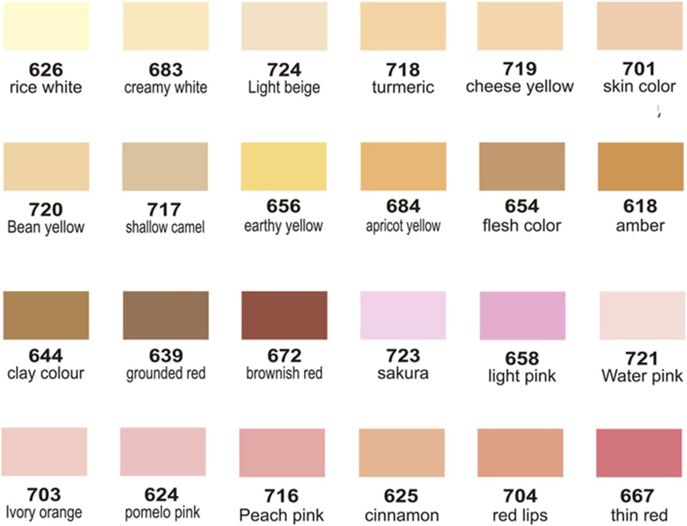 JRQ Skin Tone Acrylic Paint Markers, 24 Colors Brush Tip Acrylic Paint Pen Set for Darwing Sketch Portrait Illustration Anime Manga Illustration Kids Adults