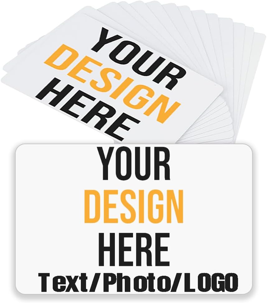 200Pcs Custom Business Cards PVC Waterproof Add Photo/Text/Logo Print Your Own Business Cards Personalized Double-sided Printed Glossy Matte Frosted 0.38mm Thickness