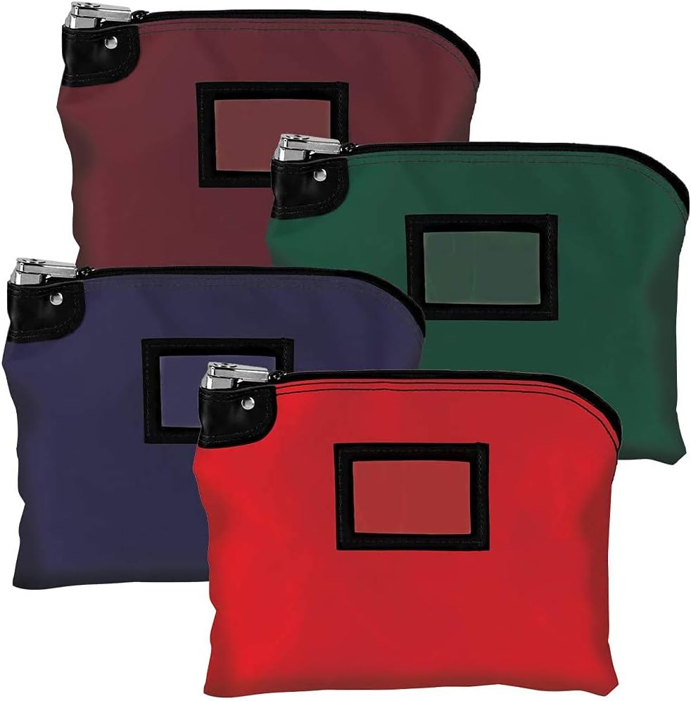 BankSupplies Laminated Nylon Locking Deposit Bags | Forest Green | 15W x 11H | Locking Courier Security Bank Cash Bag | Heavy-Duty Construction | Stores Coin, Currency, Checks & Documents