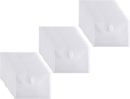 5x7 Small Plastic Envelopes Receipt Check Storage File Holder Case 36 Pack Hook & Loop Closure (clear-36 pack)