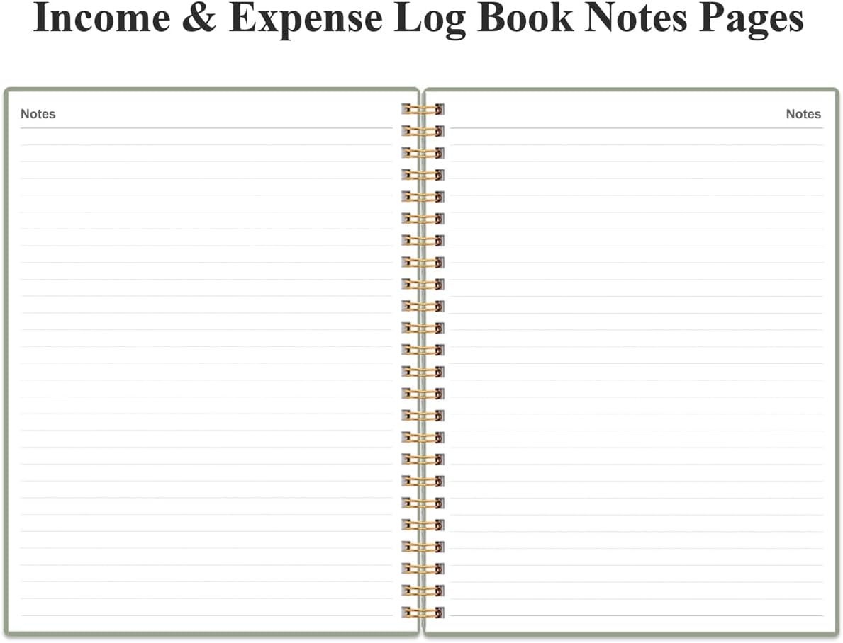 Heveboik Income & Expense Log Book - A4 Income and Expense Tracker for Small Business, Accounting Bookkeeping Tracking for Woman and Man, 8" x 10.5", Green