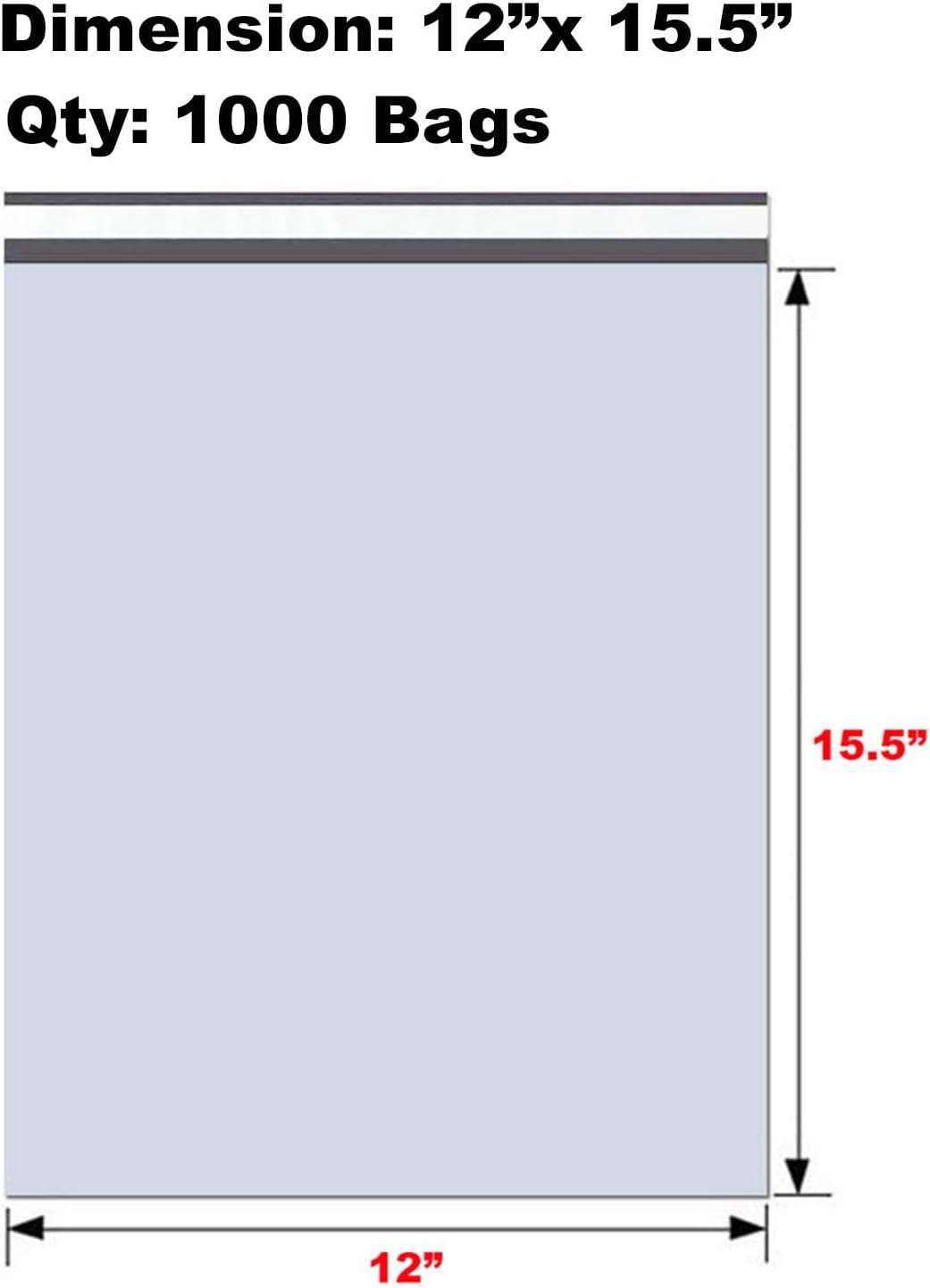iMBAPrice 1000-Pack Poly Mailers 12x15.5 Inch Mid Size #5 White Color Poly Mailing Shipping Envelopes Bags, Self Seal Adhesive Waterproof and Tear Proof (Total 1000 Bags) in Bulk